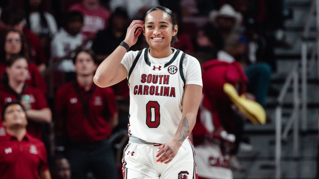 Te-Hina Paopao walks up the court against East Carolina, 11/17/24