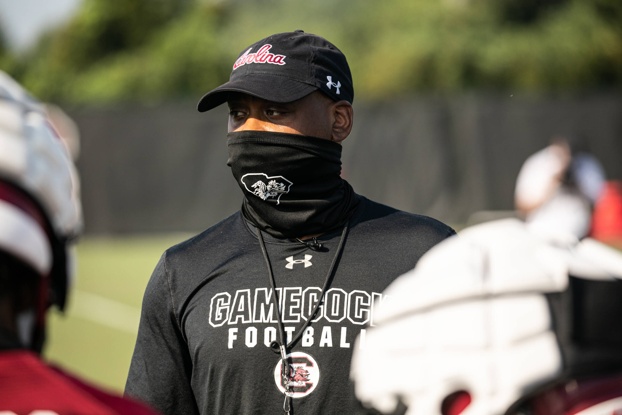 Running backs coach Des Kitchings | Wednesday, Aug. 19, 2020 | Ken & Cyndi Long Football Operations Center | Columbia, S.C. | Photos by South Carolina Athletics