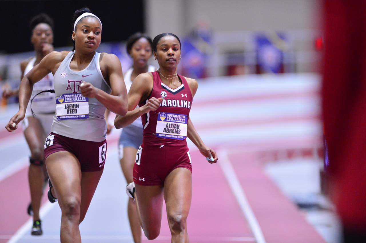 Aliyah Abrams in action at the SEC Championships | Feb. 22-23 | Photo by Gunnar Rathbun
