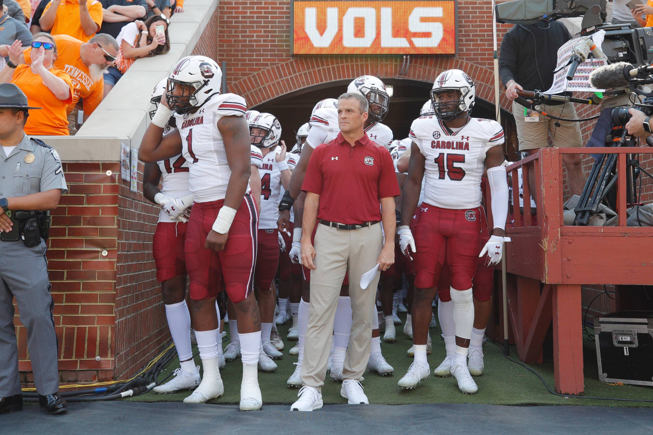 The South Carolina Gamecocks faced the Tennessee Volunteers in a Southeastern Conference East Division contest on Shields-Watkins Field at Neyland Stadium on Saturday, Oct. 9, 2021, in Knoxville, Tennessee. (Photo by Danny Parker)