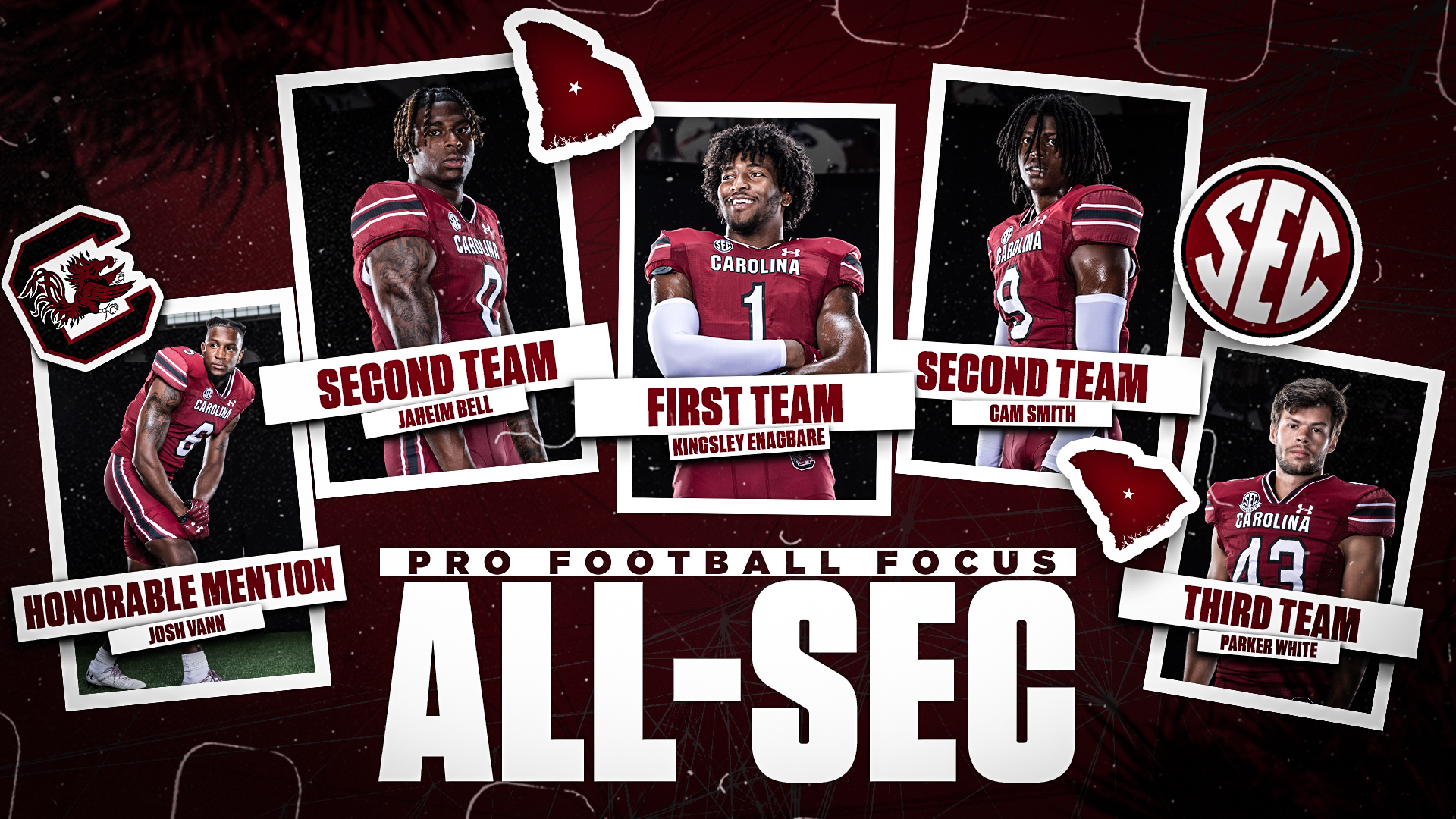 Five Gamecocks Named to PFF All-SEC Squads