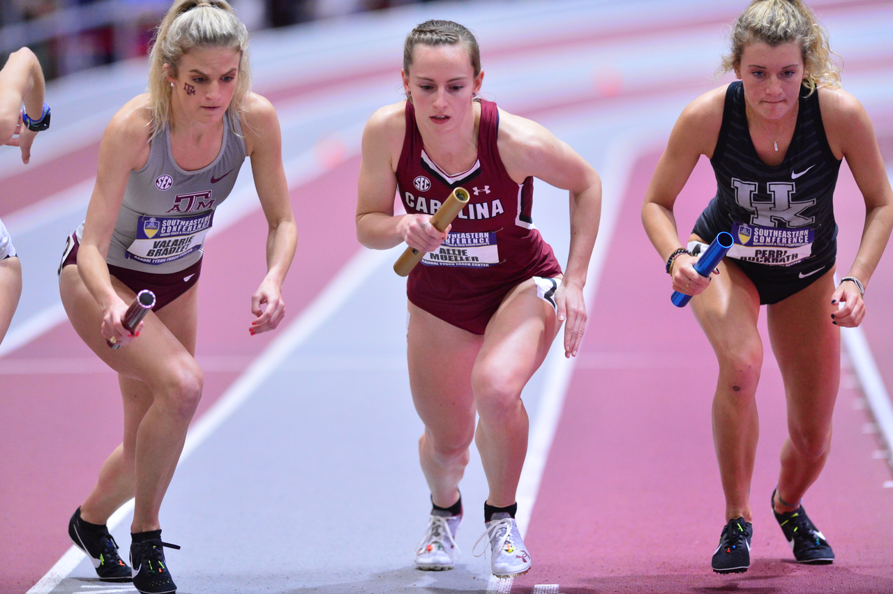 Allie Mueller in action at the SEC Championships | Feb. 22-23 | Photo by Gunnar Rathbun
