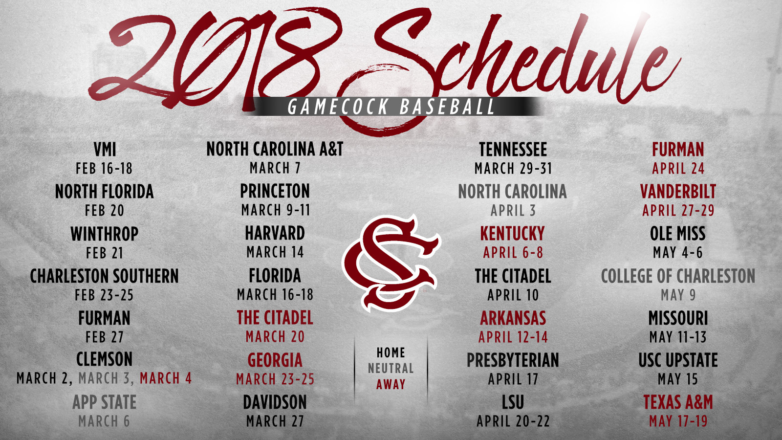 Baseball Announces 2018 Schedule