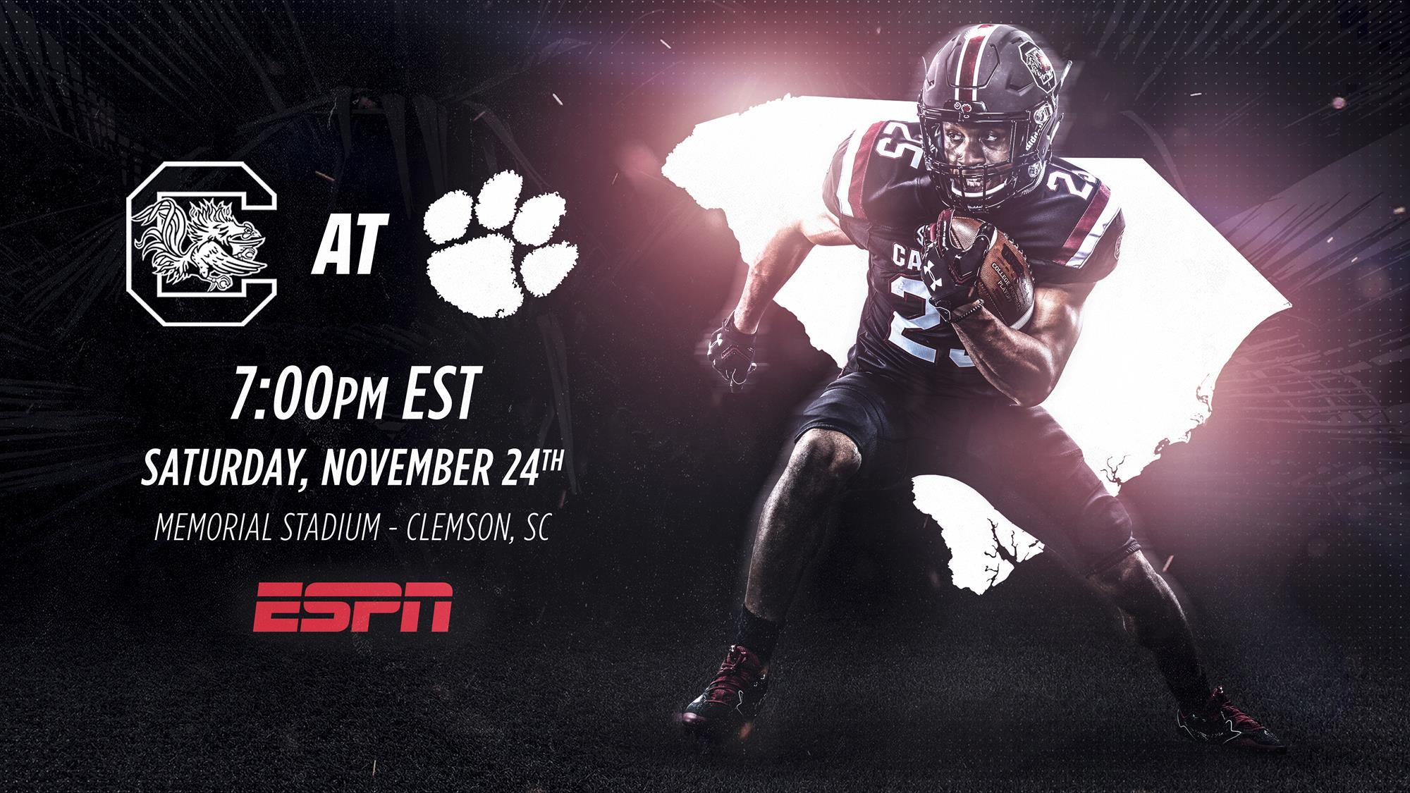 Gamecocks Travel to Clemson for 7 pm Tilt Saturday