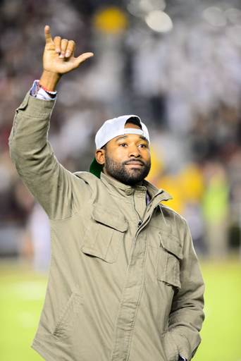 Gamecock baseball legend Jackie Bradley Jr. waves to the crowd vs. Chattanooga | Nov. 17, 2018 | Photo by Juan Blas