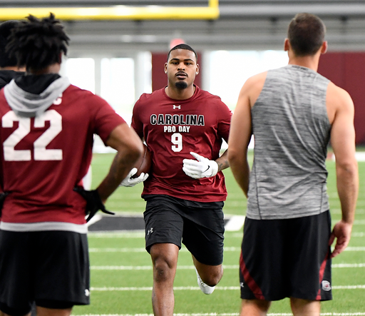 Keisean Nixon participates at Pro Day on Thursday, March 21, 2019.