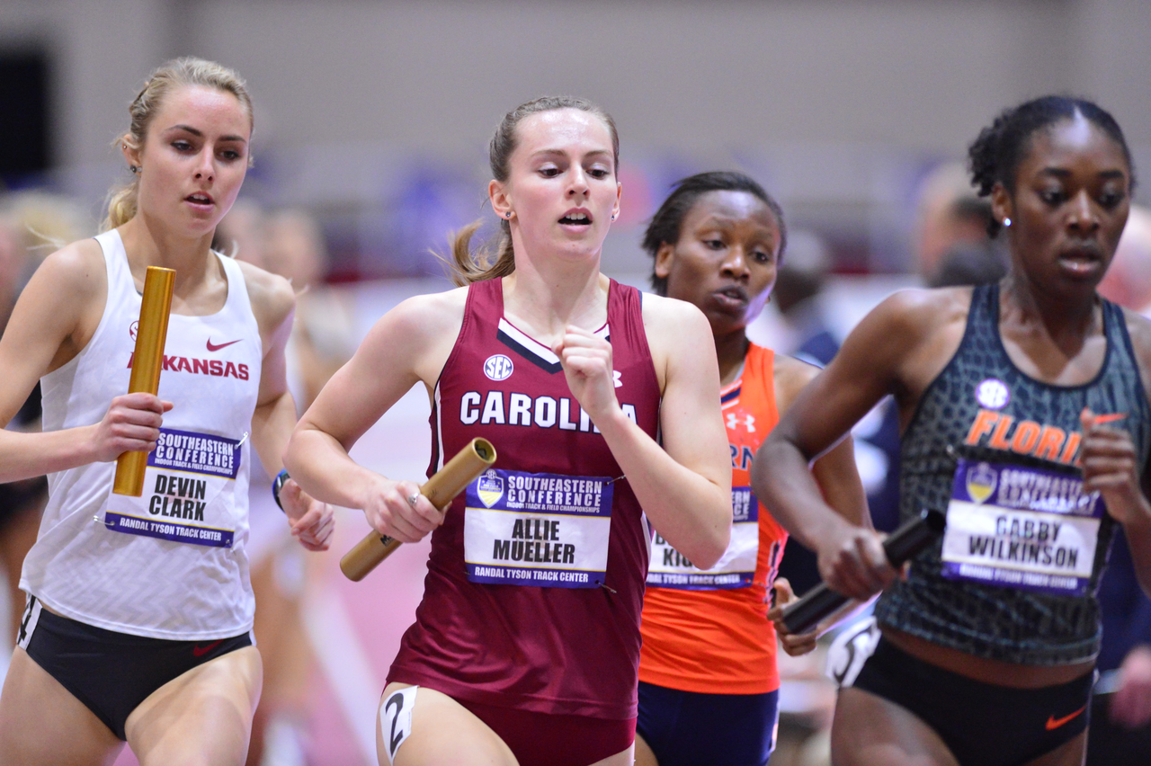 Allie Mueller in action at the SEC Championships | Feb. 22-23 | Photo by Gunnar Rathbun