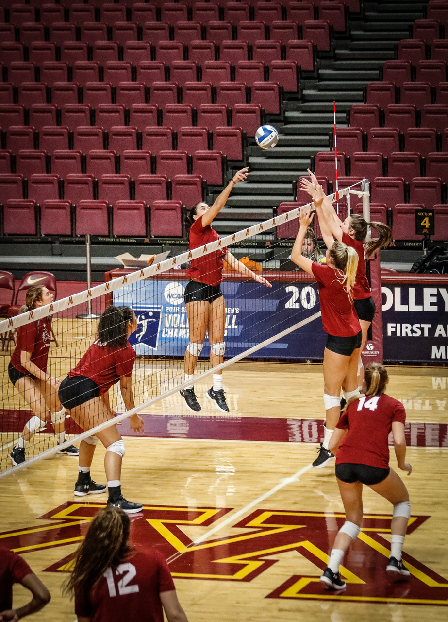 The Gamecocks practice at the Maturi Pavilion, home court of the University of Minnesota.
