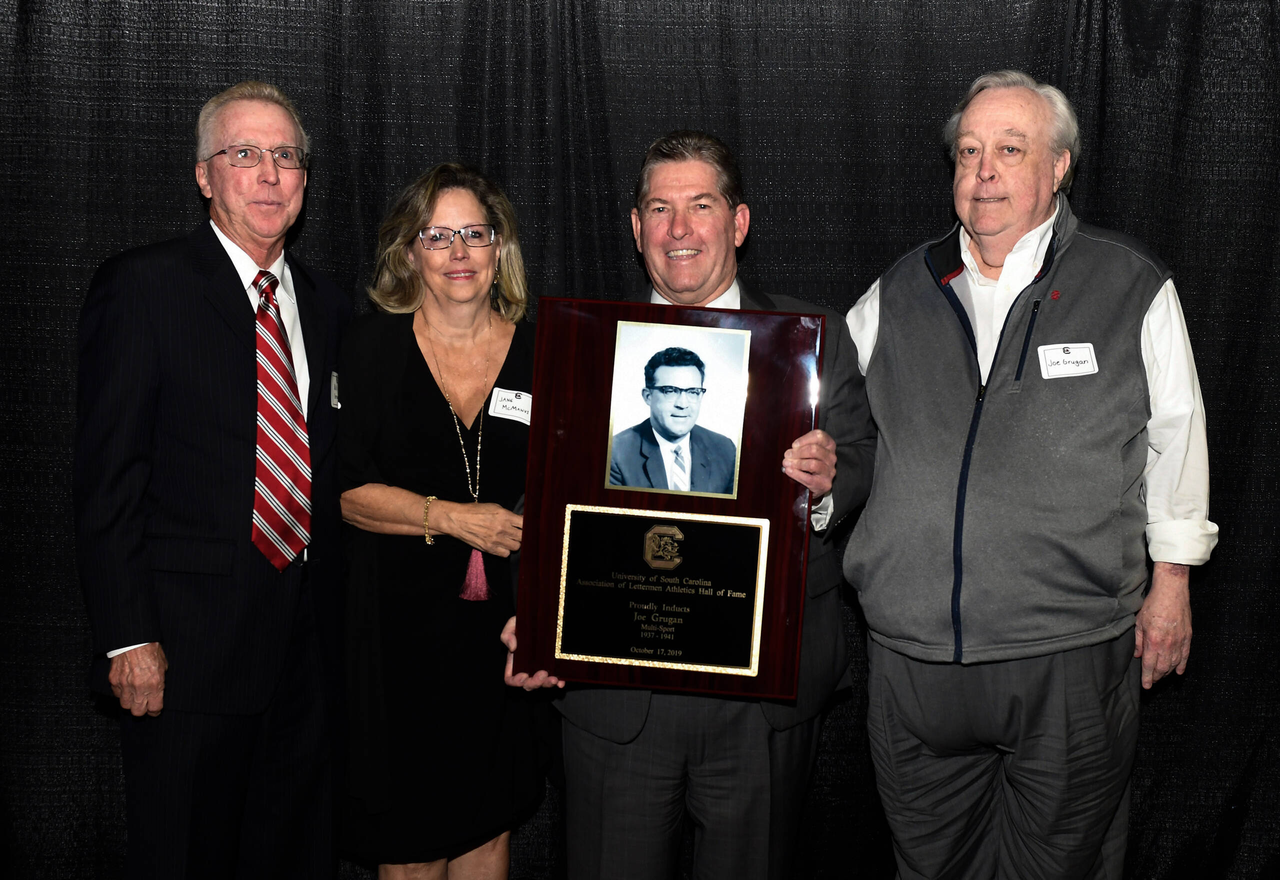 Family of the late Joe Grugan (Multi-Sport 1937-41) with Athletics Director Ray Tanner | 2019 South Carolina Athletics HOF Induction Ceremony | Thursday, Oct. 17, 2019 | Colonial Life Arena | Columbia, S.C.