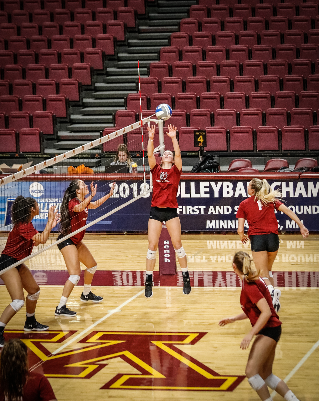 The Gamecocks practice at the Maturi Pavilion, home court of the University of Minnesota.