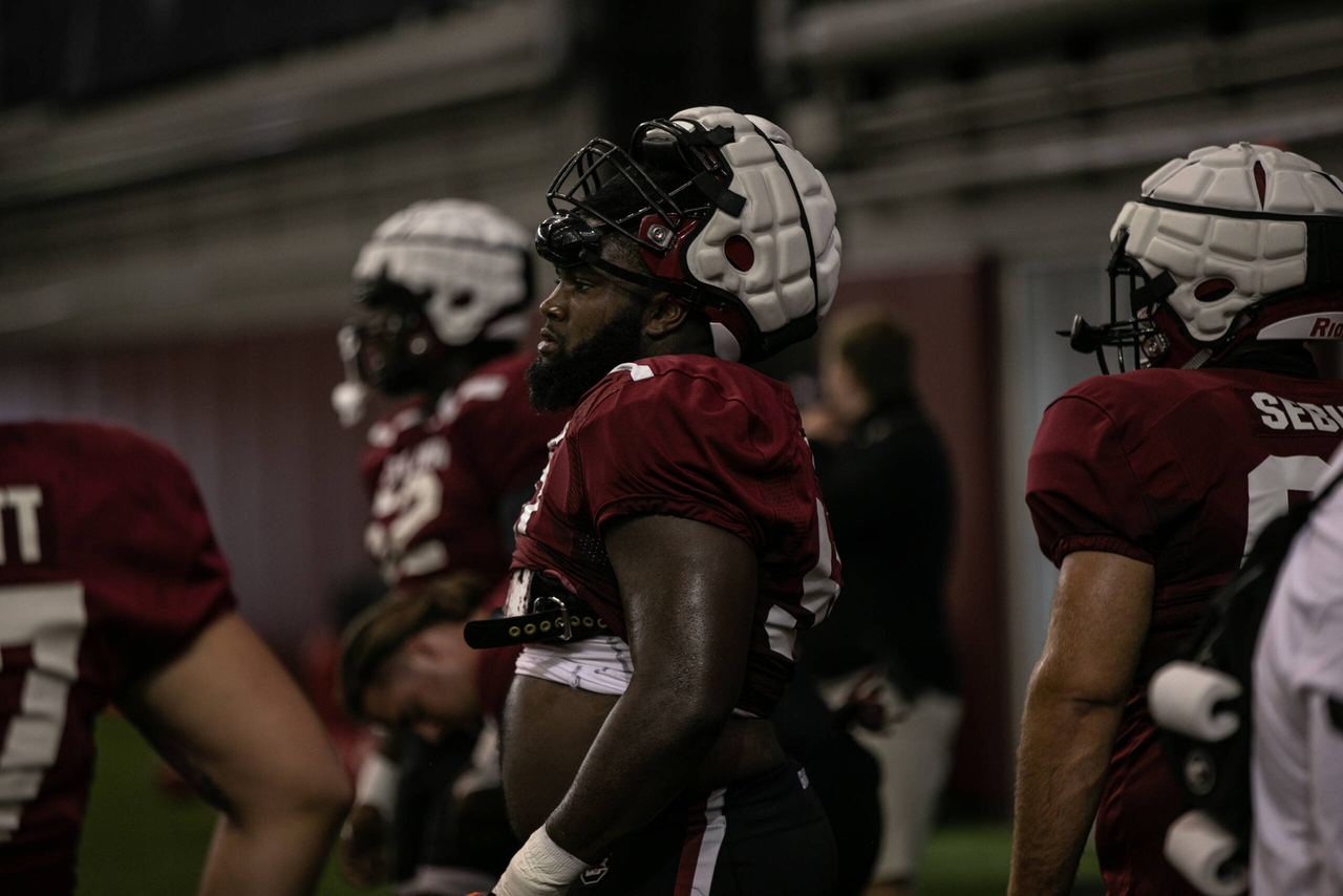 Sadarius Hutcherson (50) | Friday Aug. 21, 2020 | The Jerri and Steve Spurrier Indoor Practice Facility | Columbia, S.C. | Photos by South Carolina Athletics