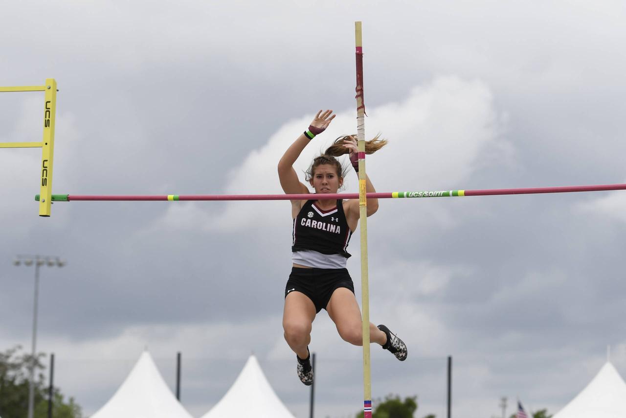 Brianna Stamps in action at the 2019 Gamecock Invitational | April 13, 2019 | Photo by Allen Sharpe
