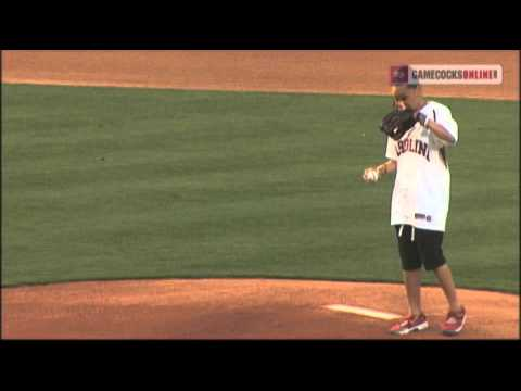 Dawn Staley Throws First Pitch at Carolina Baseball