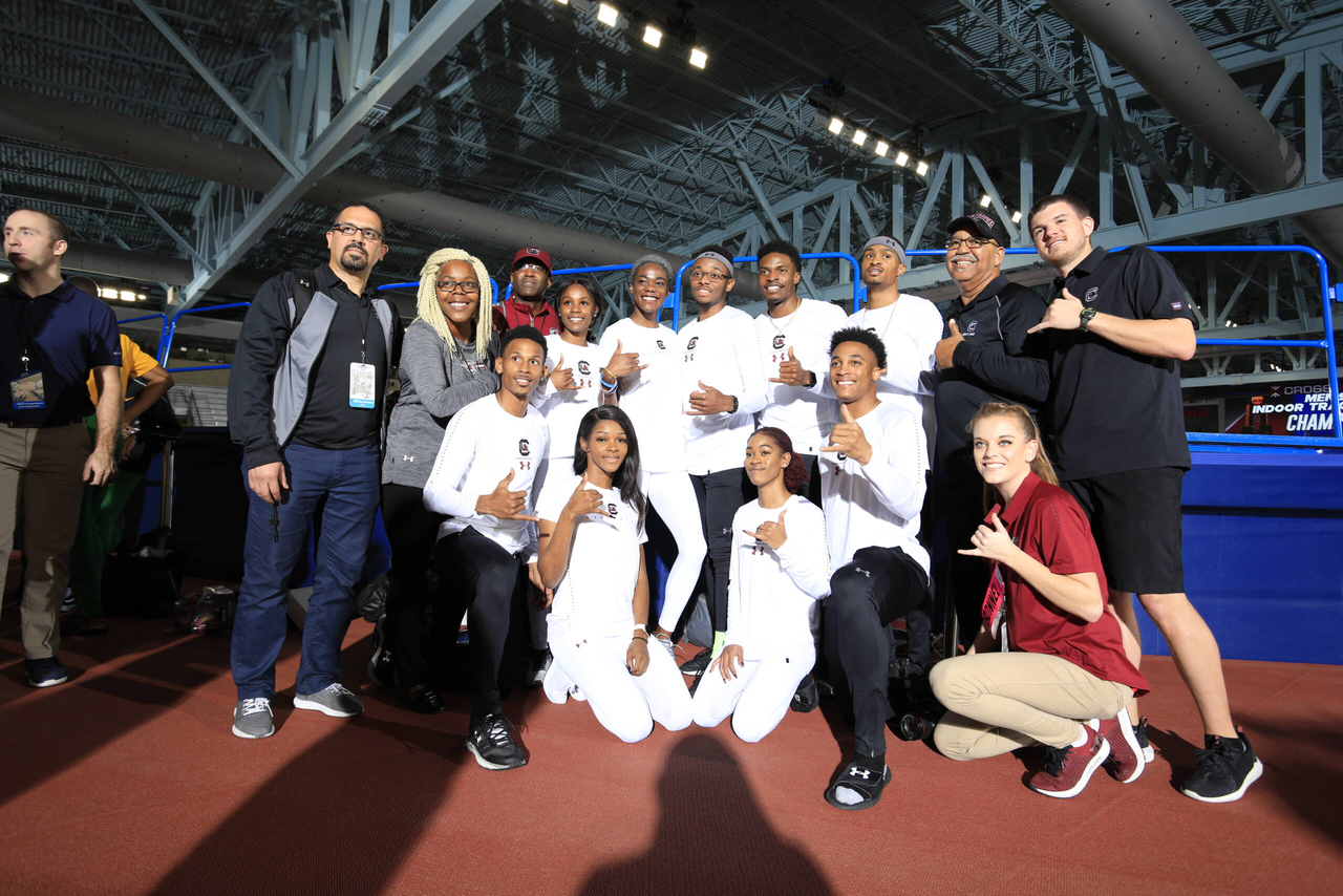 The Gamecocks celebrate a successful 2019 NCAA Indoor Championships | March 9, 2019 | Photo by Walt Middleton