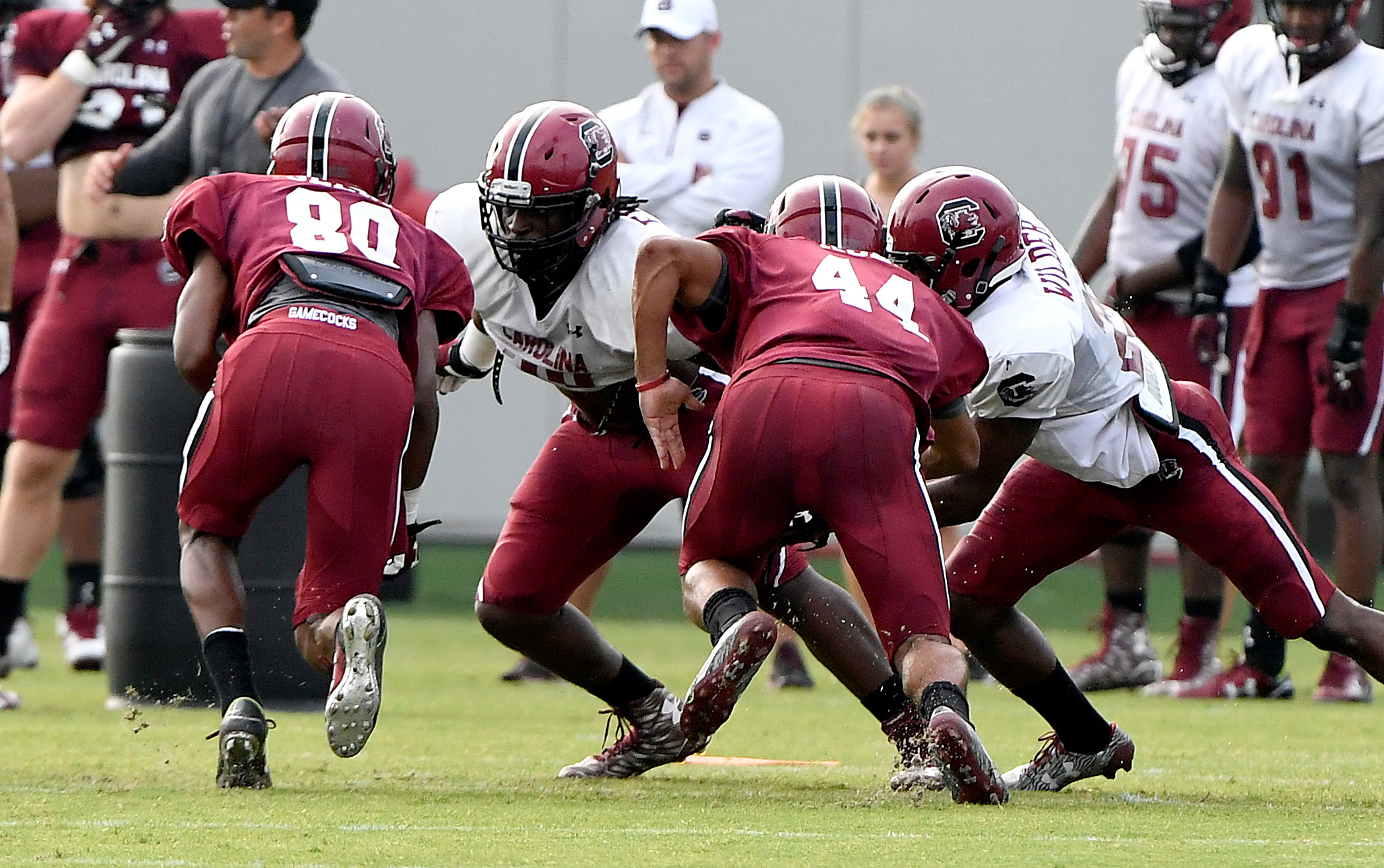 South Carolina Practices In Full Pads For First Time This Season