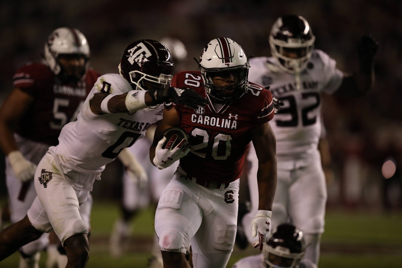 Kevin Harris vs Texas A&M, 11/07/20, Photos by South Carolina Athletics 