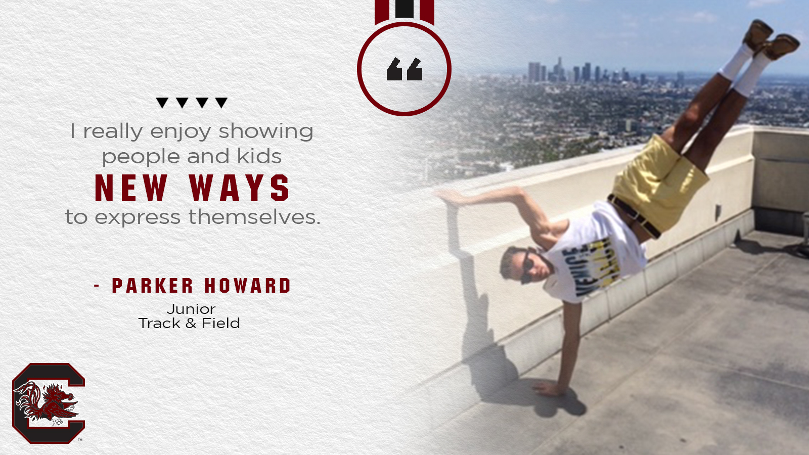 Sprinter Parker Howard also excels with steps off of the track