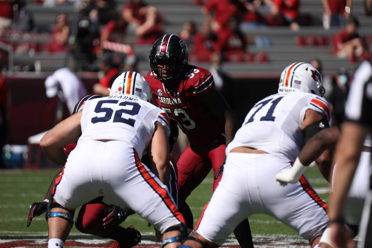 Ernest Jones vs Auburn, 10/17/2020, Williams-Brice Stadium, Photos by South Carolina Athletics