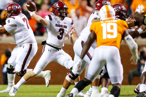 The South Carolina Gamecocks took on the Tennessee Volunteers in a Southeastern Conference Eastern Division contest on Shields-Watkins Field at Neyland Stadium in Knoxville, Tennessee, on Saturday, Oct. 26, 2019. (Photo by Danny Parker)

