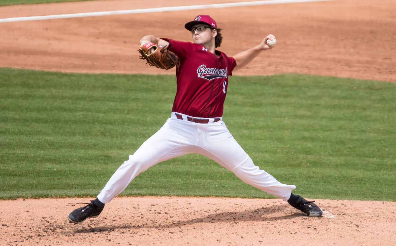 South Carolina Gamecocks pitcher Julian Bosnic (18) pitches against the Florida Gators.