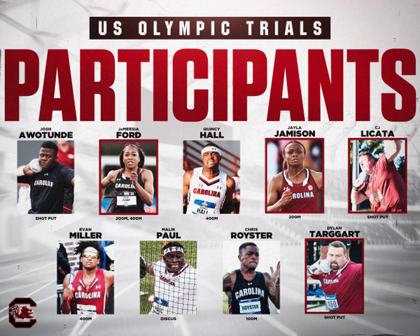 Graphic of the nine Gamecocks in the 2024 US Olympic Trials