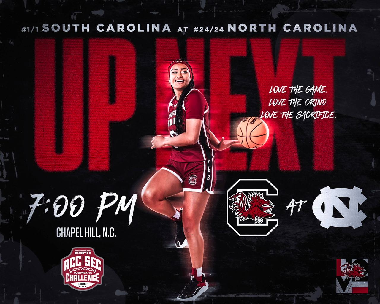 Up Next graphic at UNC, 11/30/23 - Te-Hina Paopao