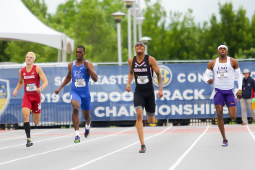 SEC champion Quincy Hall in action at the 2019 SEC Outdoor Track & Field Championships | May 11, 2019 | Photo by Charles Revelle