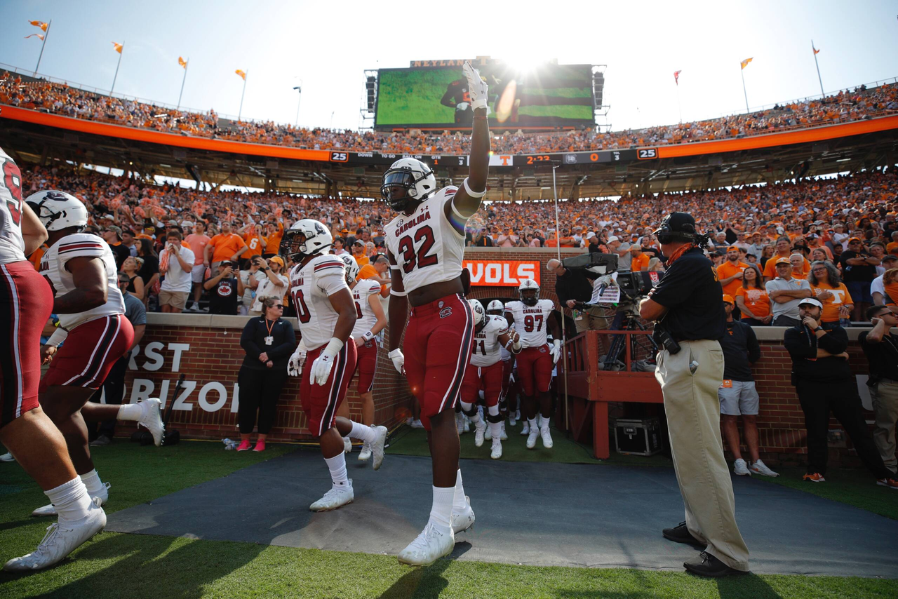 The South Carolina Gamecocks faced the Tennessee Volunteers in a Southeastern Conference East Division contest on Shields-Watkins Field at Neyland Stadium on Saturday, Oct. 9, 2021, in Knoxville, Tennessee. (Photo by Danny Parker)