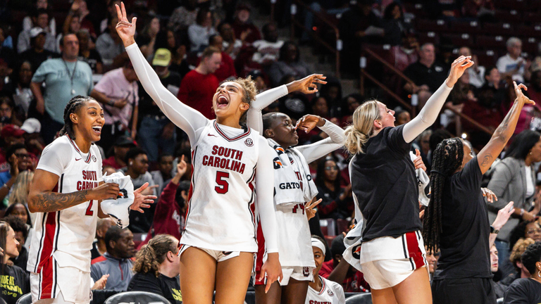 The bench celebrates a made basket.