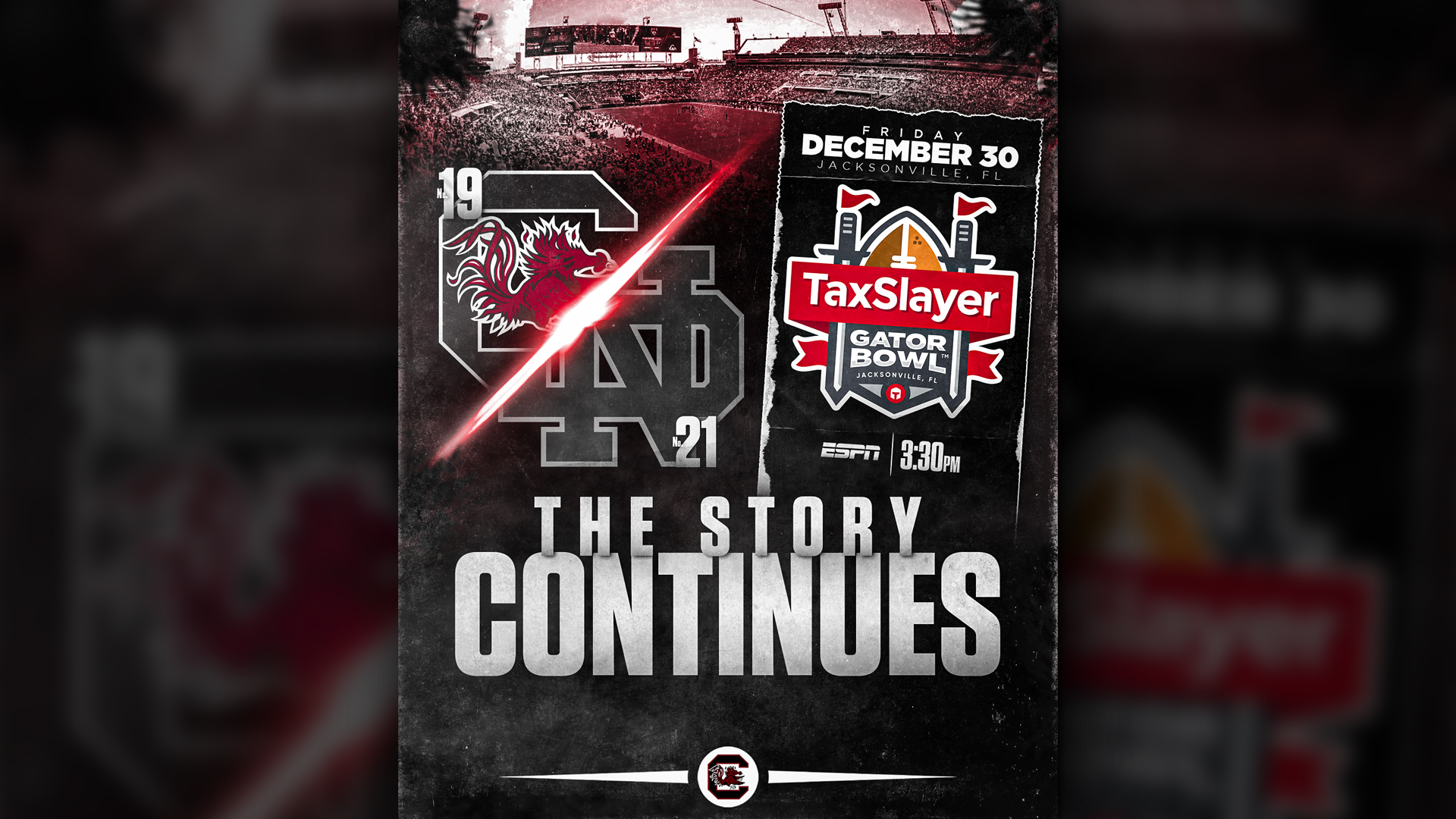 Gamecocks to Face Notre Dame in the TaxSlayer Gator Bowl on Dec. 30