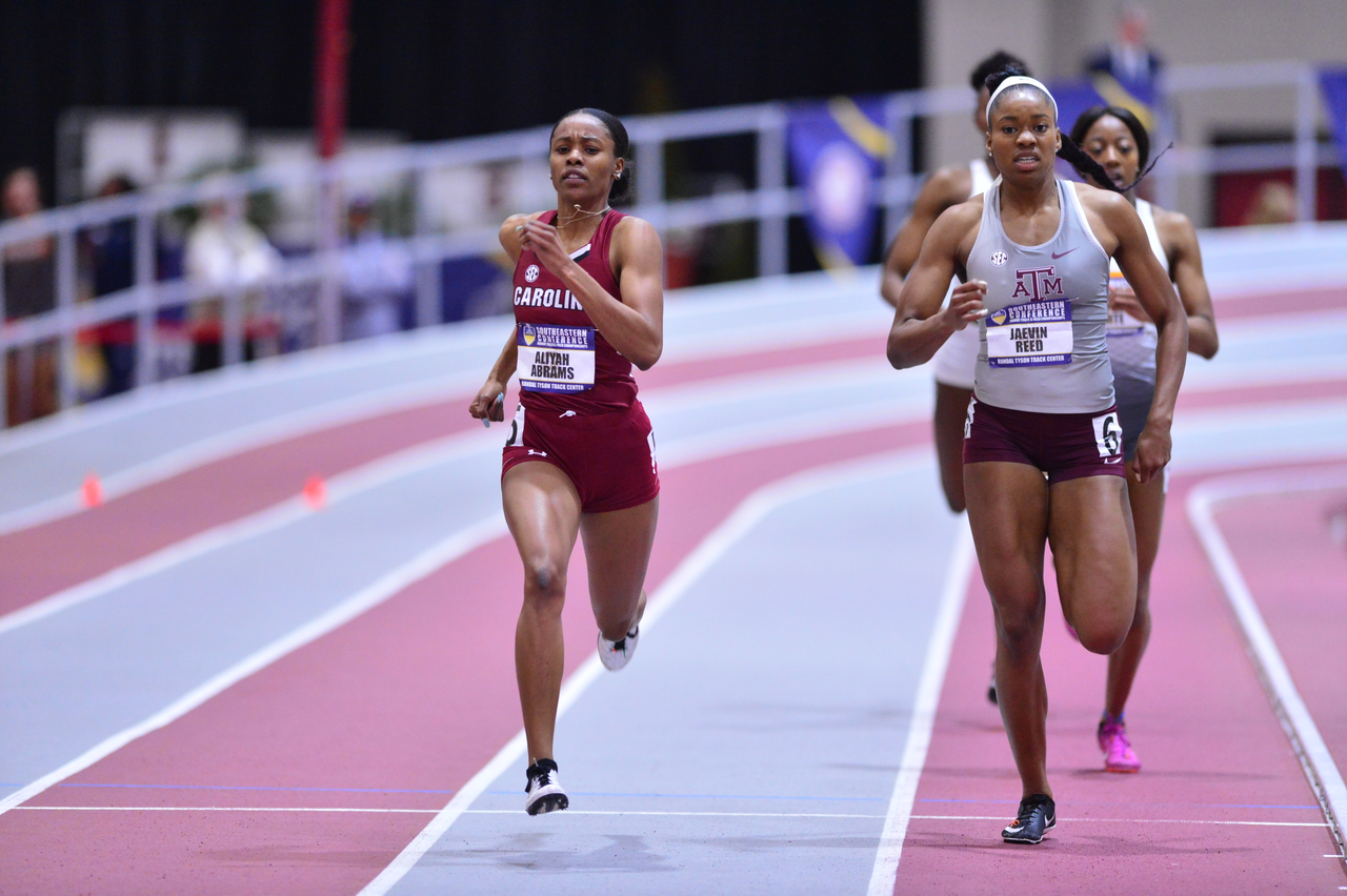 Aliyah Abrams in action at the SEC Championships | Feb. 22-23 | Photo by Gunnar Rathbun