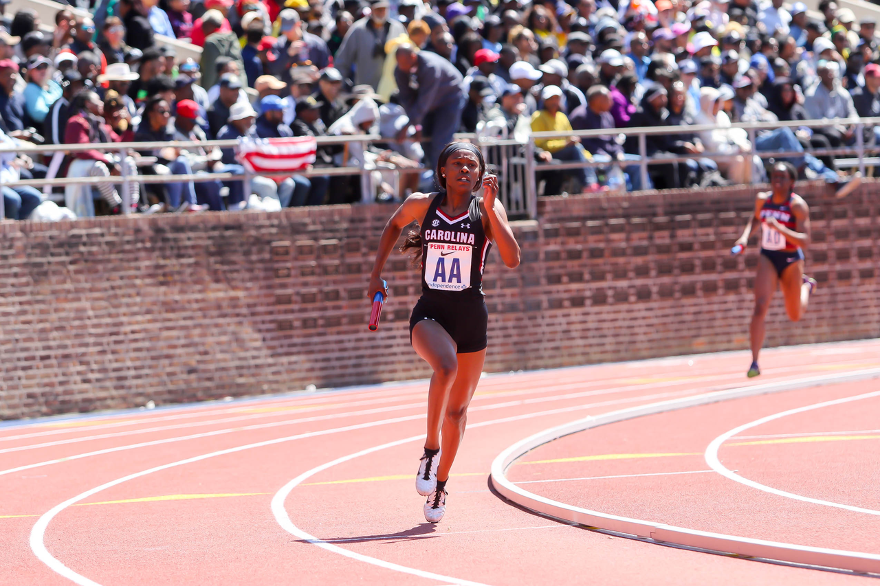 Aliyah Abrams in action at the 125th Penn Relays | Photo by Charles Revelle | April 27, 2019