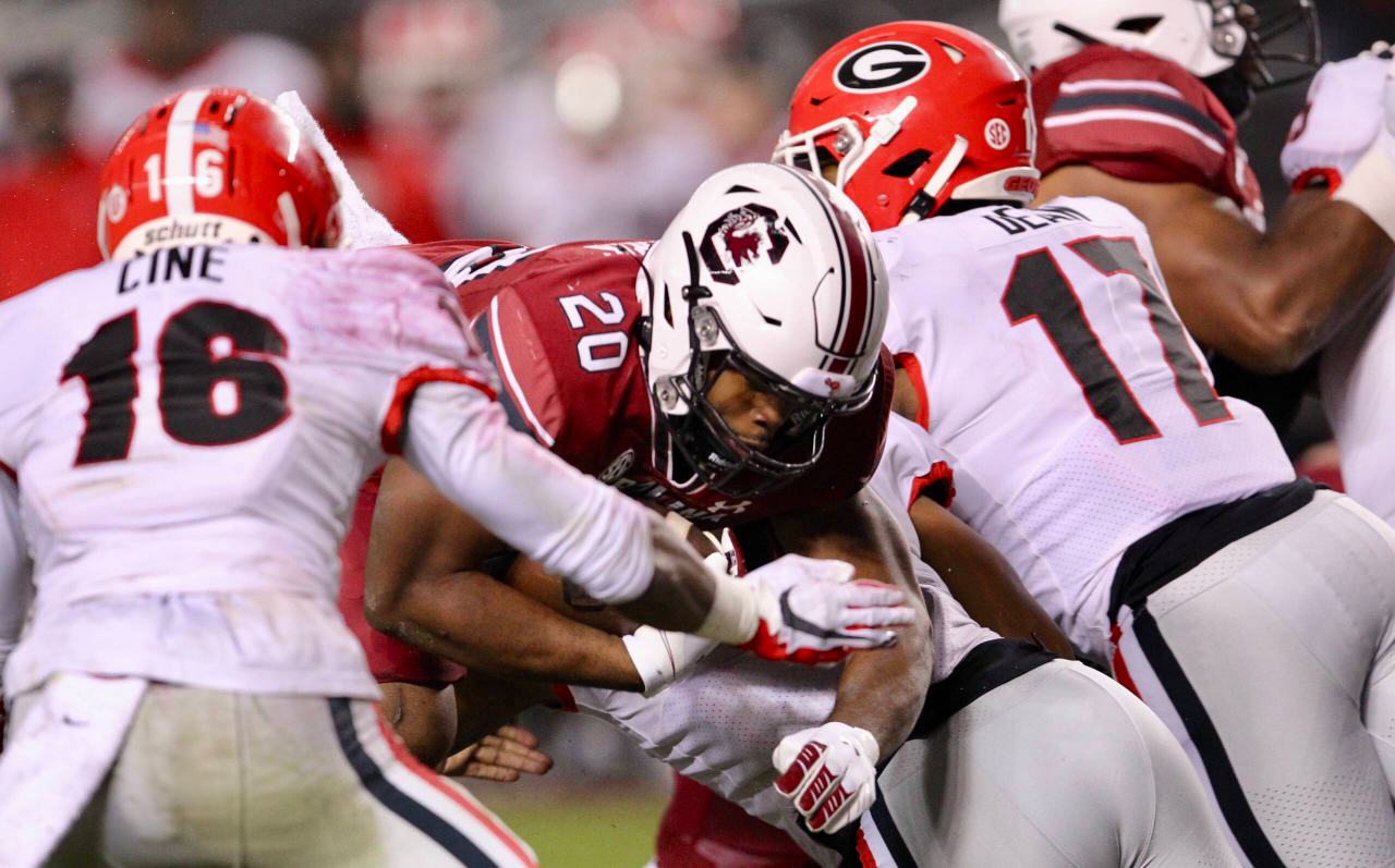 Kevin Harris rushing against Georgia (Nov. 28, 2020)