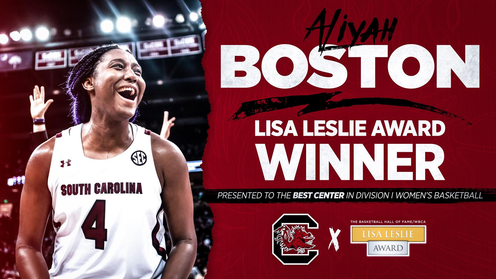 Boston Repeats as Lisa Leslie Award Winner
