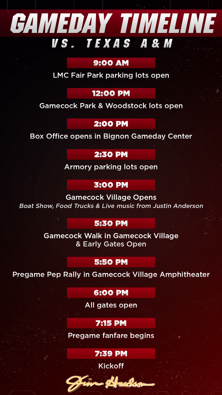 Texas A&M gameday timeline