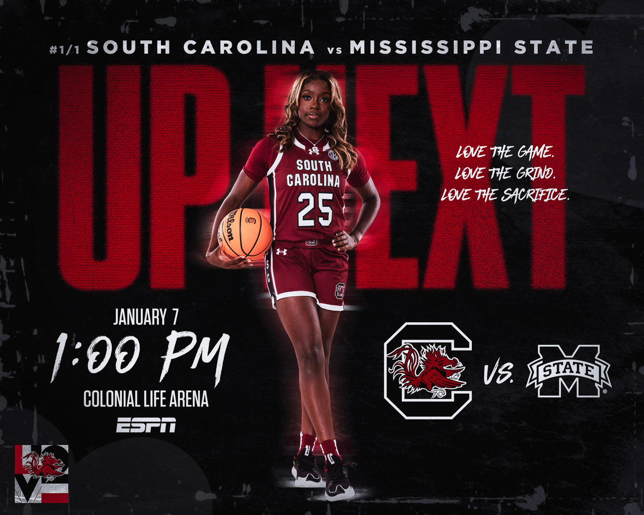 Preview graphic vs. Mississippi State, 1/7/24, Raven Johnson