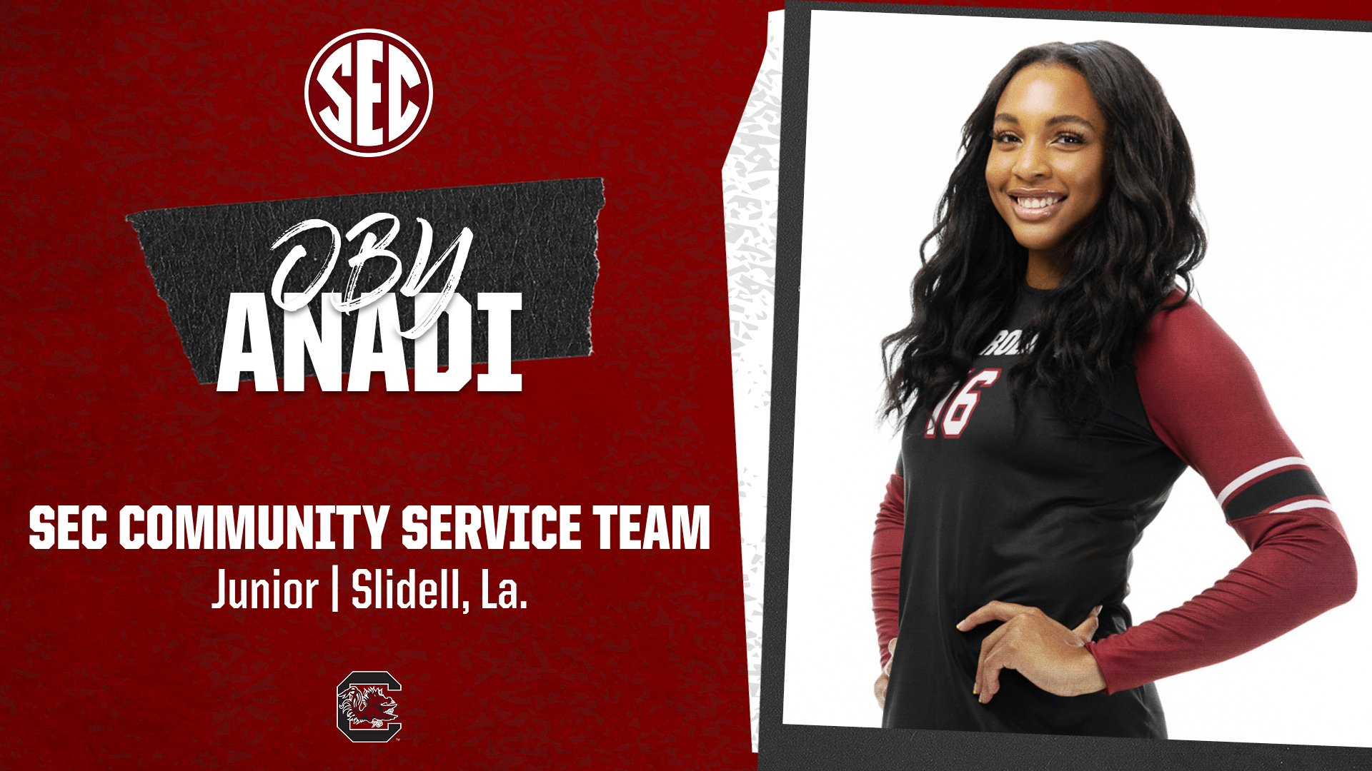 Oby Anadi Earns Place on SEC Volleyball Community Service Team