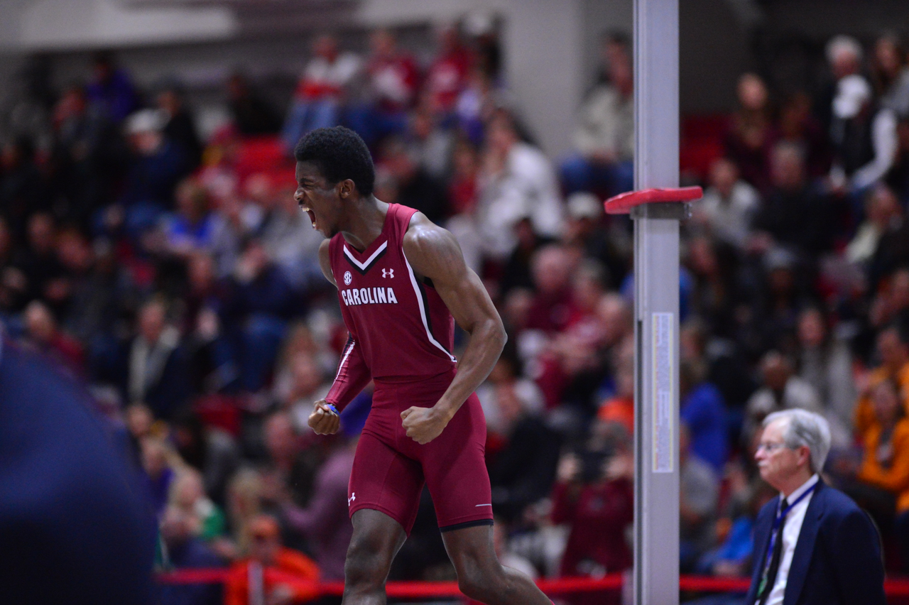 Armand Woodley in action at the SEC Championships | Feb. 22-23 | Photo by Gunnar Rathbun