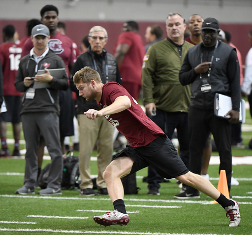 Ben Asbury participates at Pro Day on Thursday, March 21, 2019.